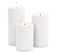 goobay 64786 Set de 3 velas LED con mando a distancia/velas eléctricas de exterior/llama parpadeante realista/decoración/función temporizador/vela LED sin llama/funcionan con pilas