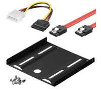 Goobay 64811 - Marco de Montaje para Disco Duro SSD de 2,5" a 3,5" para Montaje de Disco Duro de 2,5" en una bahía de Carcasa de 3,5" / Soporte SSD con Adaptador de alimentación, Cable SATA y
