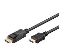 goobay 64835 - Cable adaptador DisplayPort 1.2 a HDMI de 1,4 K a 30 Hz, cable HDMI de alta velocidad, conectores dorados para una transmisión de señal impecable/conexión de ordenador portátil con TV,