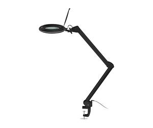 goobay 64986 Lámpara aumento LED 10W 800lm/ pinza/lente cristal 127mm 1,75 aumentos/lupa trabajo cosmética, soldadura, manualidades, leer/brazo articulado/lámpara sobremesa