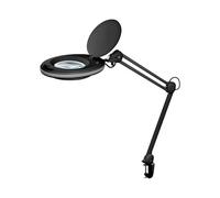goobay 64989 Lámpara aumento LED 8W 650lm/ pinza/lente cristal 127mm 1,75 aumentos/lupa trabajo cosmética, soldadura, manualidades, leer/brazo doble articulación/lámpara sobremesa