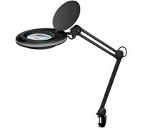goobay 64989 Lámpara aumento LED 8W 650lm/ pinza/lente cristal 127mm 1,75 aumentos/lupa trabajo cosmética, soldadura, manualidades, leer/brazo doble articulación/lámpara sobremesa