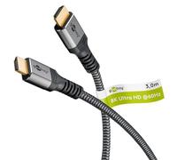 goobay 65262 Cable HDMI 2.1 Ultra High Speed/resoluciones UHD de hasta 8K @ 60 y 4K @ 120 Hz/Alargador HDMI para PS5, Xbox, Apple TV 4k / enchufes dorados evitan la corrosión/gris / 3m