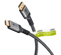 goobay 65268 Cable DisplayPort a HDMI 4K @ 50/60 Hz UHD, cable DP a HDMI de alta velocidad, Unidireccional, Nylon trenzado, Ordenador DP a HDMI, 1m