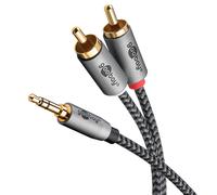 Goobay 65284 cable de audio 0,5 m 3,5mm 2 x rca negro, plata