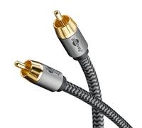 goobay 65298 Cable RCA mono de 5 m/Cable de audio para dispositivos de alta fidelidad con subwoofer/Cable textil flexible/Cable coaxial digital/Conexiones chapadas en oro
