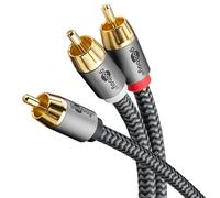 goobay 65300 Cable RCA de 2 m/Cable coaxial digital mono a estéreo/Conexiones chapadas en oro/Cable de audio con conector cinch a 2x conectores cinch