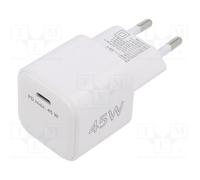 Cargador Goobay 65332 USB-C PD GaN Nano 45W Blanco compacto