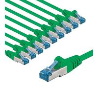 goobay 66061 - Cable de red (cat. 6A, 10 unidades, apantallado, S/FTP/CU, cable de Ethernet, PiMF, LSZH/Cat 6a, 10 Gbit/s, 10 x 2 m), color verde
