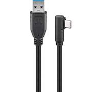 goobay 66503 Cable de carga y sincronización súper rápido USB-C en ángulo de 90° a USB A 3.0 con enchufe en ángulo/enchufe de esquina, 2 m
