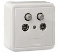 Goobay 67089 - Toma de Corriente (2X Sat + TV + Radio, White)