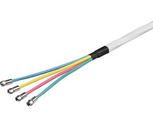 Goobay 67330 Juego de cables coaxiales de antena Quattro de 80 dB, 2x apantallados, CCS, 10 m, 2x cable CCS apantallado para la conexión del LNB Quattro, incluyendo 4x conectores F