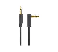 Goobay 67782 Cable de toma de audio AUX, 3,5 mm estéreo de 4 clavijas delgado, CU, con ángulo de 90° - enchufe de 3,5 mm (4 clavijas, estéreo) a enchufe de 3,5 mm (4 clavijas, estéreo) - 0,5m