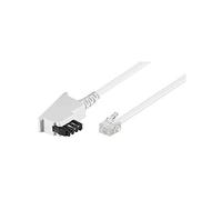 Goobay 68539 Cable telefónico TAE-F de Enchufe a Clavija (RJ11 / RJ14) / Cable de Router/Cable DSL / 3 Metros/Blanco