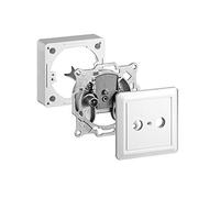 Goobay 68851 Juego de tomas de antena SAT/conexión de cable de antena de 2 orificios/toma de superficie para TV por cable/toma multimedia sin paso de CC