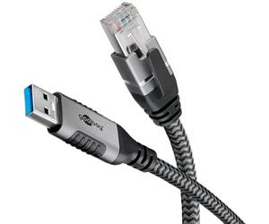 goobay 70299 Cable Cat 6 USB-A 3.0 a RJ45 Ethernet para una conexión estable a Internet por cable con router/módem/conmutador de red/Sustituye el adaptador USB a RJ45 / 1 Gbit/s / 1 M