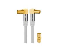 goobay 70417 - Cable coaxial para antena de televisión (90°, 135 dB, apantallado cuádruple, dorado), color blanco