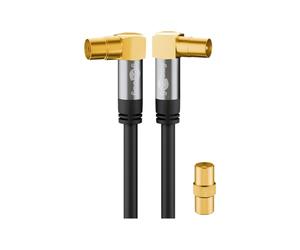 GOOBAY 70455 - Cable coaxial para antena de televisión (90°, 135 dB, apantallado cuádruple, 1 m), color negro