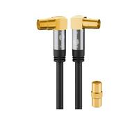 GOOBAY 70461 - Cable coaxial para antena de televisión (90°, 135 dB, apantallado cuádruple dorado, 2 m), color negro