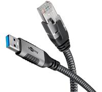 goobay 70497 Cable Cat 6 USB-A 3.0 a RJ45 Ethernet para una conexión estable a Internet por cable con router/módem/conmutador de red/Sustituye el adaptador USB a RJ45 / 1 Gbit/s / 1,5 M