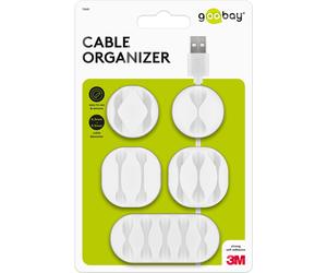 Goobay 70681 organizador de cables escritorio/pared clip para cable bl