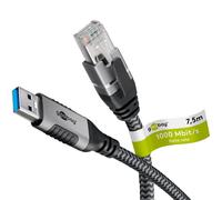 Goobay 70693 cambiador de género para cable usb a rj-45 negro, plata