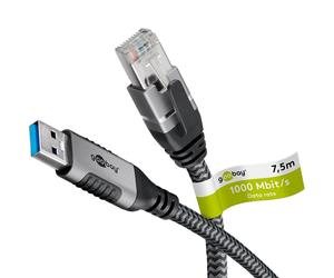 Goobay 70693 cambiador de género para cable usb a rj-45 negro, plata