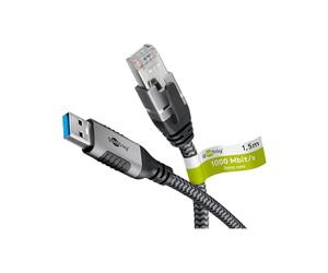 goobay 70694 Cable Cat 6 USB-A 3.0 a RJ45 Ethernet para una conexión estable a Internet por cable con router/módem/conmutador de red/Sustituye el adaptador USB a RJ45 / 1 Gbit/s / 10 M