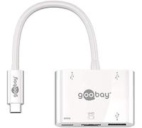 Goobay 71431 adaptador de cable USB C HDMI, 2x USB 2.0, 1x USB 3.0, 1 x USB C Blanco - Adaptador para cable (USB C, HDMI, 2x USB 2.0, 1x USB 3.0, 1 x USB C, Male connector / Female connector, Blanco)