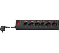 Goobay Regleta 72567 – 6 enchufes con interruptor por enchufe y principal, con protección, 1,5m Negro