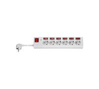 Goobay 72568 Regleta de enchufes 6X con Interruptor Independiente para Cada Enchufe + Interruptor Principal/protección contra sobretensiones/Apto Mesa de Ordenador / 1,5m de Cable/Blanco