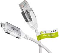 goobay Cable USB-C 3.1 a RJ45 Ethernet CAT 6, cable de adaptador/conexión a Internet con cable estable con router/conmutador de red/adaptador USB a RJ45/1 Gbps/3 metros/blanco 74388