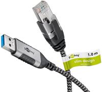 Goobay 74393 cambiador de género para cable usb 3.0 type a rj45 negro