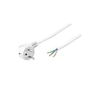 Goobay 93311 Cable de contacto de protección Acodado para el montaje/Clavija de contacto de protección de 90° (tipo F, CEE 7/7) para los extremos de los cables sueltos/Blanco / 2 metros