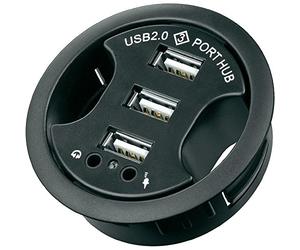 Goobay 93894 - Distribuidor/concentrador de Montaje Triple USB 2.0 Hi-Speed + Audio