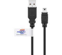 Goobay USB MINI-B 5-pin 180 Cert 1.8m Mini-USB B USB A Negro - Cable USB (1,8 m, Mini-USB B, USB A, Negro)