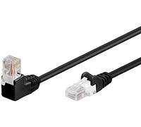 goobay 94171 Cable de parche Cat 5E, 1 ángulo a 90°, U/UTP, negro, mezcla de cobre CCA, 1 conector RJ45 90° (8P8C), 1 m