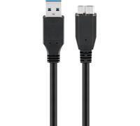 Goobay USB 3.0 A - Micro-B 0.5m - Cable USB (0.5 m, USB A, Micro-USB B, 3.0 (3.1 Gen 1), Male/Male, Black)