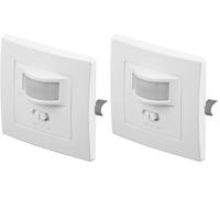 Goobay 96005 Detector de Movimiento infrarrojo PIR para Interiores - Montaje Empotrado en la Pared - Alcance 9m - Campo de visión 160° - LED Adecuado (Paquete de 2)