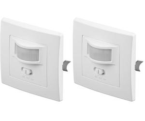 Goobay 96005 Detector de Movimiento infrarrojo PIR para Interiores - Montaje Empotrado en la Pared - Alcance 9m - Campo de visión 160° - LED Adecuado (Paquete de 2)