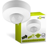 Goobay 96007 Detector de movimiento infrarrojo de techo - sensor PIR triple - montaje en superficie - Campo de visión 360° - Alcance 6 m - para uso en interiores (IP20) - apto para LEDs - IDA