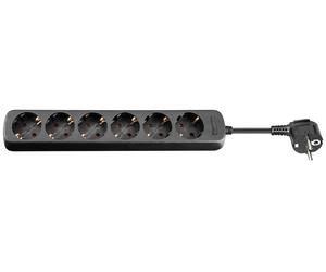 Goobay 96050 base múltiple 3 m 6 salidas ac interior negro