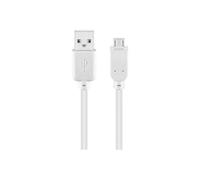 Goobay 96191 Cable de Datos y Cargador Micro USB de Alta Velocidad/USB 2.0 Macho (Tipo A) > USB 2.0 Micro Macho (Tipo B) / Blanco/ 0,3m