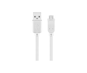 Goobay 96191 Cable de Datos y Cargador Micro USB de Alta Velocidad/USB 2.0 Macho (Tipo A) > USB 2.0 Micro Macho (Tipo B) / Blanco/ 0,3m