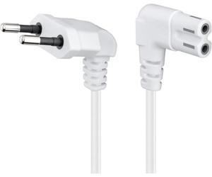 Goobay 97349 Cable de alimentación Euro acodado en Ambos Lados; Enchufe Euro Blanco (Tipo C, CEE 7/16 /> Toma de Aparato C7, Compatible con TV Samsung, LG, Philips, ps4 etc. / 1,5 m