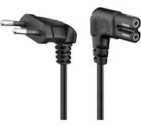 Goobay 97354 Cable de alimentación Euro acodado en Ambos Lados; Enchufe Euro Negro (Tipo C, CEE 7/16) > Toma de Aparato C7, Compatible con TV Samsung, LG, Philips, ps4 etc. / 3 m