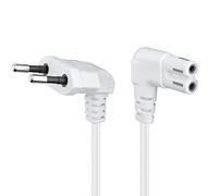 Goobay 97357 Cable de alimentación Euro acodado en Ambos Lados; Enchufe Euro Blanco (Tipo C, CEE 7/16 /> Toma de Aparato C7, Compatible con TV Samsung, LG, Philips, ps4 etc. / 5 m