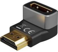 goobay - Adaptador angular HDMI 270° vertical/enchufe angular 8K @ 60 Hz y 4K @ 120 Hz Enchufe HDMI a toma HDMI Adaptador de extensión de 48 Gbits/HDR, ARC, chapado en oro, 72011