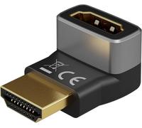 goobay - Adaptador angular HDMI 90° vertical/enchufe angular 8K @ 60 Hz y 4K @ 120 Hz Enchufe HDMI a toma HDMI Adaptador de extensión de 48 Gbits/HDR, ARC, chapado en oro, 72009