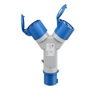 goobay Adaptador CEE para Caravana, Enchufe CEE a 2X Toma CEE, portátil, con Cubierta Protectora, Impermeable IP44, 76236